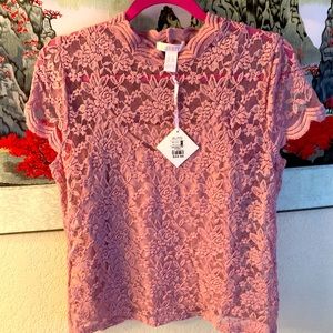 Brand new lace mock neck top